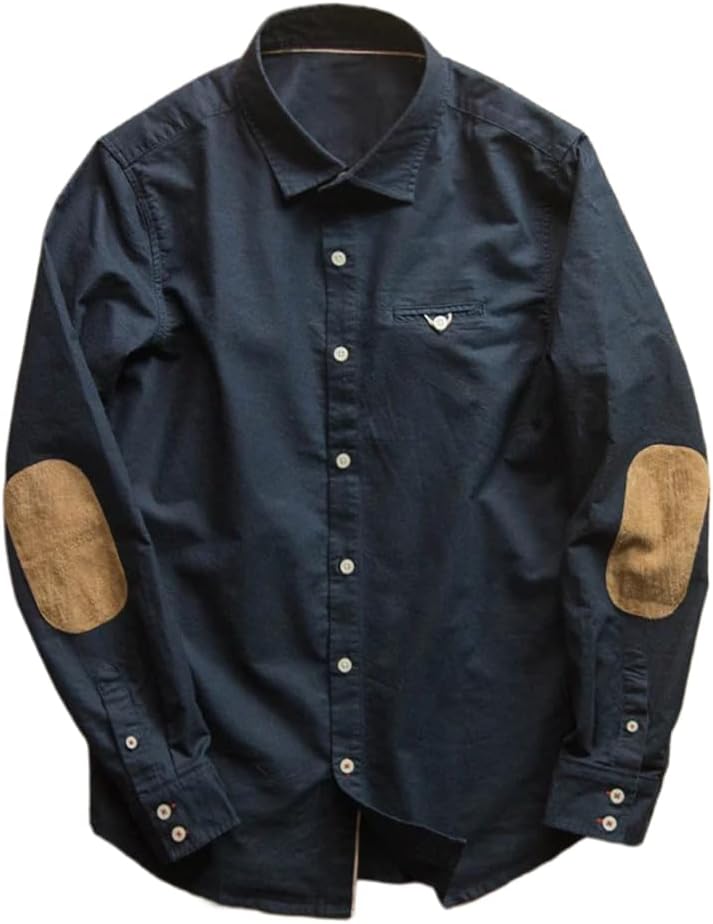 Heavyweight Shirt Business Casual Gentleman Japan Style Patchwork Simple Classic Wedding Daily Lapel Tops