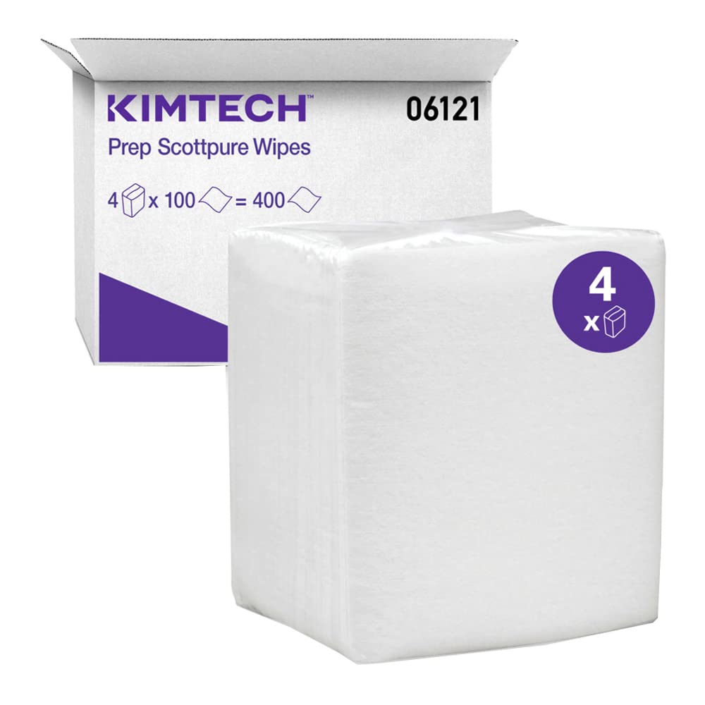 Kimberly-Clark 06121 White KIMTECH PREP SCOTTPURE Wipers, 100 