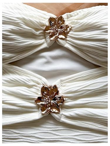 Milumia Women's Metal Flower Cut Out Tube Top Mini Dress Textured Sleeveless Bodycon Party Club Vacation Dresses3