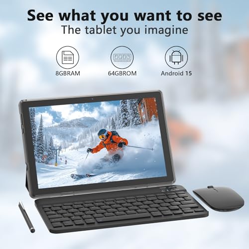 Image of ZZB ZBCP20T 10 Inch Android Tablet with Keyboard, Mouse Case, Stylus 4GB RAM, 64GB ROM, 6000mAh Battery, IPS Display, WiFi, Google Play