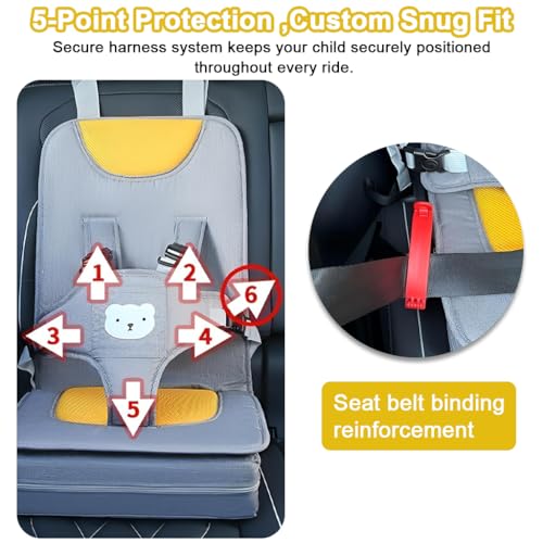 Image of STHIRA Toddler Car Seat for Baby 0 to 5 Years Booster 6 Month-4 Year Old Child Seat with Harness Breathable Mesh Padding Foldable Travel Safety Headrest Hanging