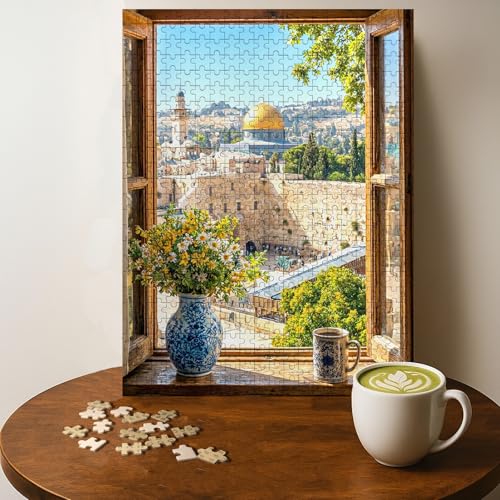 Dome of The Rock Scenery Jigsaw Puzzle - 500 Pieces Wooden Puzzle for Adults, Wall Art Gift, Finished Size: 20 x 15 Inch