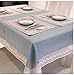 rrff Obrusy niebieski obrus len bawełna koronka krawędź prostokątne pyłoszczelne pokrowce na stół do herbaty lodówkę 85 x 85 cm