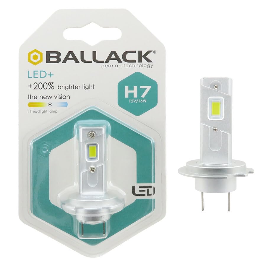 BALLACK Lampadina H7 LED auto, 16W 6500K 12V, Senza Ventola, Canbus integrato, 200% di luminosità