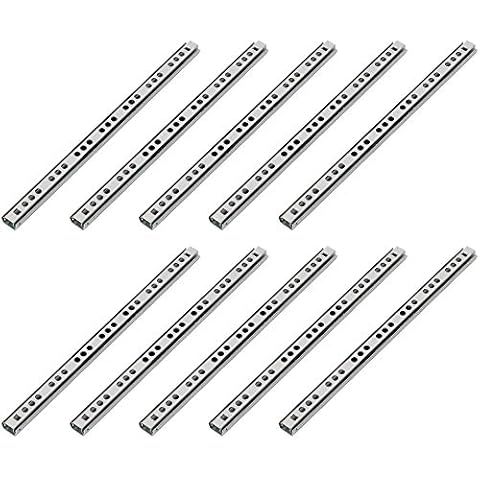 Mdurian 10 X 11" Heavy Duty 17mm Drawer Runners Slide Slides Ball Bearing Grooved Steel Extension Sizes Metal Kitchen Cabinet Desk Capacity Cover