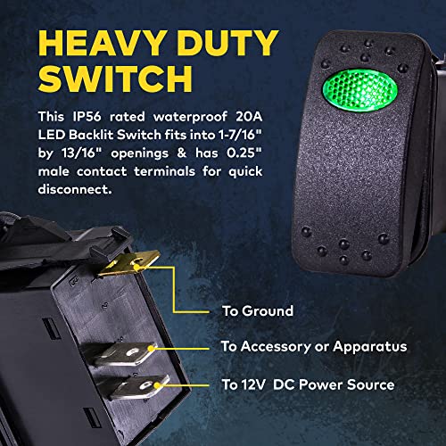 Lamphus 12V 40A Off Road Led Light Bar Relay Wiring Harness Kit For Atv - Green On/Off Switch #TOP4