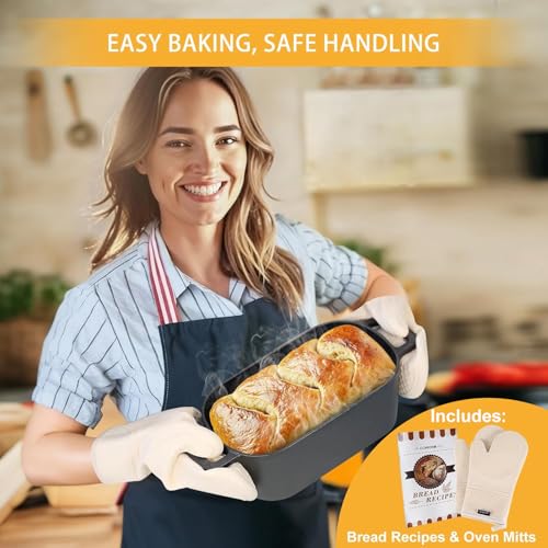 3.6QT Oval Dutch Oven for Bread Baking - Pre-Seasoned Cast Iron Sourdough Bread Pan with Lid - Image 3