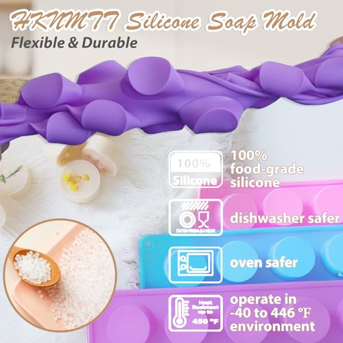 Image of HKNMTT 3Pcs Round Cylinder Small Silicone Molds 15-Cavity Soap Mold