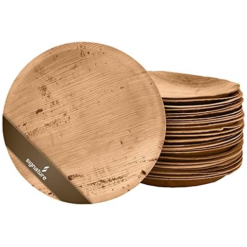 Disposable Palm Leaf Plates - 25 Pack - Compostable and Biodegradable Plates - Round 7 inch - 18 cm 100% All Natural Palm Plate Tableware - Perfect for Picnics, BBQ, and Outdoor Parties Cover