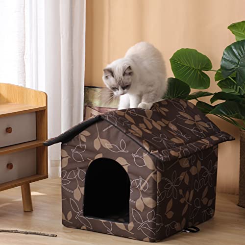 Outdoor Cat House Cat House for Outdoor and Indoor Use - Waterproof Shelter for Cats, Dogs, and Feral Animals (Brown, Large) - Image 5