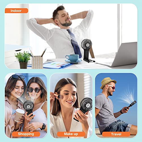 Yucime Portable Handheld Fan Desk Fan, Powerful Personal Fan 4 Adjustable Speed Usb Recharging Battery Operated Mini Fan With Makeup Mirror For Stylish Girl Kids Women Men 1 Count (Pack Of 1) #TOP5