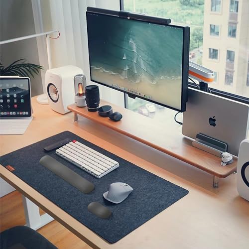Image of UnivoColors Design-Medium Wave Keyboard Wrist Rest of Medium, Artificial Sheepskin+Memory Foam+Ergonomic+Anti-Slip Gel, Resilience Support During Work and Gaming,Keyboard Accessory,White