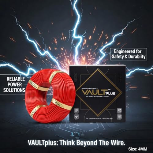 Image of VAULTPlus Red 4MM 90 MTR CCA Copper Electrical Wire | Conductivity Cable for Home & Industrial Wiring