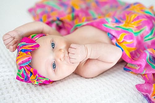 Image of Florida Kid Co. Bird of Paradise Baby Swaddle Blanket - 70% Viscose from Bamboo / 30% Cotton Muslin - Silky Soft, Breathable, Lightweight, Large - 47 in. x 47 in.