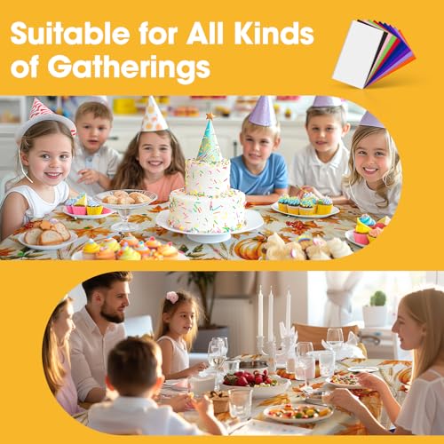 Image of Niuara Fall Pumpkin Plastic Table Cloth - 4 Pack 54 inch x 108 inch Rectangle Disposable Tablecloths for 6FT Tables, Table Cover for Party, Holiday & Gathering Use