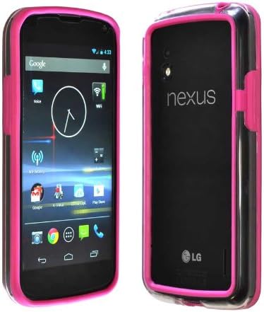Google Nexus 4 LG E960 Bumper Case - Transparent Slim Hot Pink / Clear