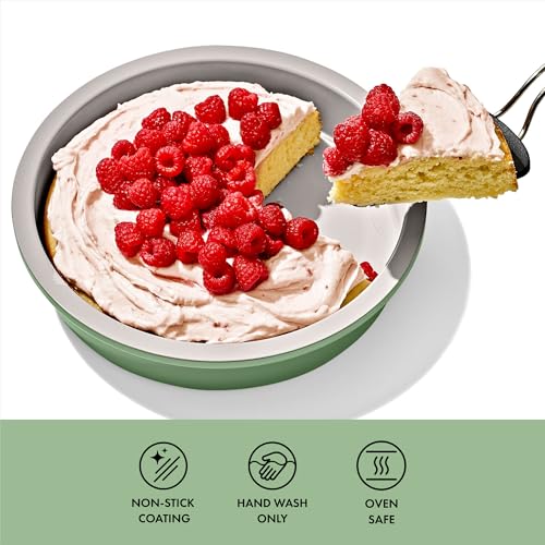 Image of OXO Good Grips Non-Stick Pro Ceramic Coated Metal Bakeware Cake Pan - 9 in Round - Basil, Round Baking Pan for Layered Cakes