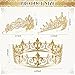 Henoyso 4 Pcs Prom King and Queen Crowns for Men Women Tiara Valentine's Day Party Galentine Wedding, Birthday, Homecoming(Gold,Groovy Style)