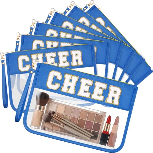 Kacctyen 6 Pcs Spf Bags Chenille Letter Clear Makeup Bag with Zipper Nylon Sunscreen Cosmetic Travel Pouch Transparent Toiletry Storager Gym Beach Bag with Handle for Women Girls(Multicolor, Spf)