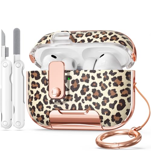 Image of for Apple AirPod Pro 3 Case 2025 with Lock,Clear TPU Floral AirPod Pro 3 Generation Case Cover for Women Girly, iPod Pro 3 Cases with Keychain & Cleaner Kit- Leopard Print