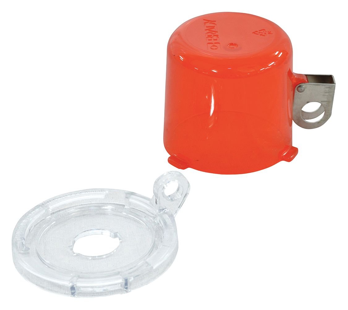 Brady 134018 16mm Push Button Lockout Device, Standard, Red, 64mm x 50mm x 64mm x 63.5mm
