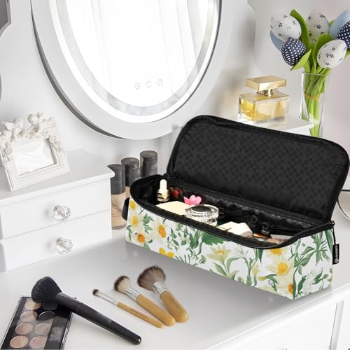 Bolsa de viaje para herramientas de cabello con tapete para plancha y rizador, diseño flores de verano miniatura 7