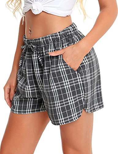 Vlazom Women's Pajama Bottoms Cotton Sleeping Plaid Shorts Lounge Casual Pants For Yoga Gym Running #TOP2