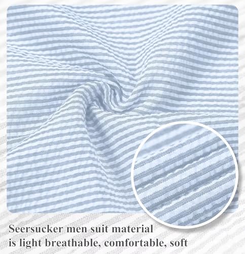 Wehilion Mens Seersucker Suit Jacket Casual Summer Blazer Slim Fit Sport Coats Suits Jackets Wedding Prom Tuxedo Blazers4