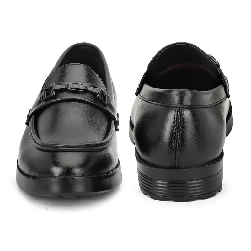 Image of Men's Chain Buckle Loafers || Premium Smooth Faux Leather Slip On || Formal Office & Casual Wear Shoes