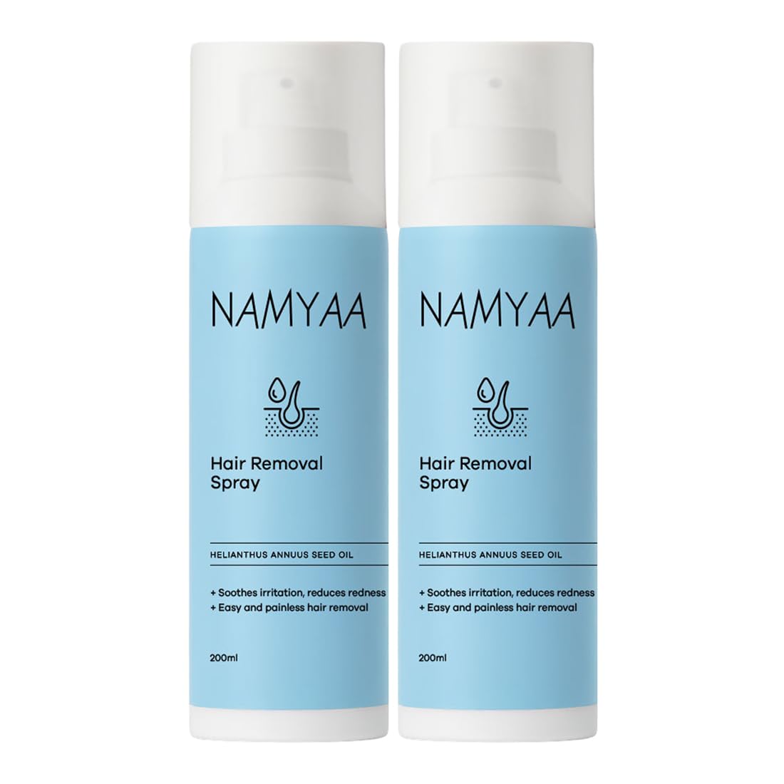 Namyaa Hair Removal Cream Spray|Painless Body HairRemoval for Legs,Underarm&Bikini line Spray (400 ml, Set of 2)-image-2