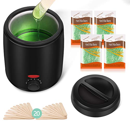 Waxing Kit for Women Professional Wax Kit Wax Warmer for Hair Removal Small At Home Wax Machine Hot Hard Scented Wax Beads Warmer for Bikini Area Brazilian Eyebrows Legs Armpit Face