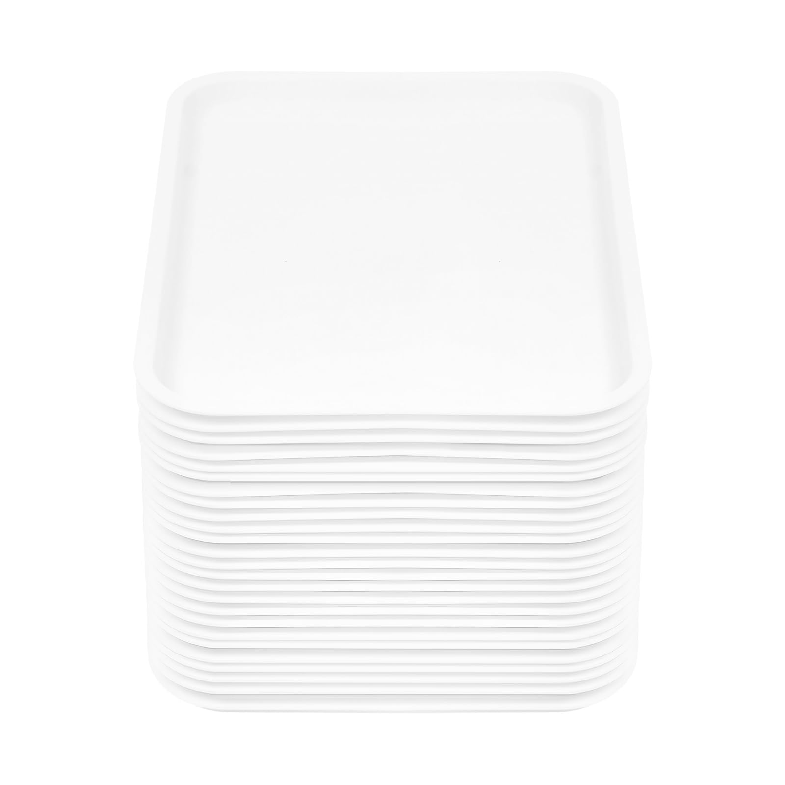 24 vassoi fast food, 36 x 27 cm, antiscivolo, in polipropilene, lavabile in lavastoviglie, per ristorante, caffetteria, cucina, hotel, feste (bianco)