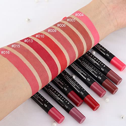 evpct 8Pcs Nude Pink Beige Ruby Rose Red Brown Mauve Matte Lipstick and Lip Crayon Lip Liner Pencil Pen Set for Women labial labiales mate magicos 24 horas originales pintalabios permanente 24 horas - Image 3
