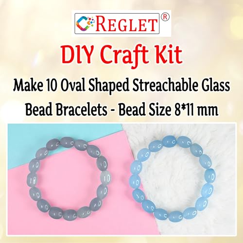 Image of 160 Pcs Oval Shaped Glass Beads for Jewellery Making Kit - Glass Beads for Bracelet Making Kit - Bead Craft - 8 * 11mm