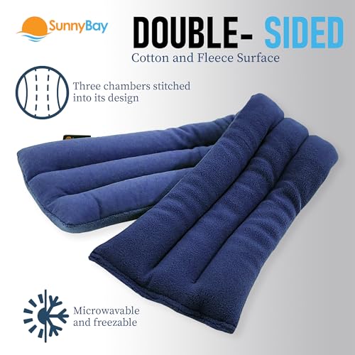 Image of SunnyBay Microwave Heating Pad, 26 inch Long Microwavable Neck Wrap & Heat Pack for Moist Hot Therapy, Heated Neck Warmer for Neck, Shoulder & Back Pain Relief, Flaxseed Filling, 26x6, Navy Blue
