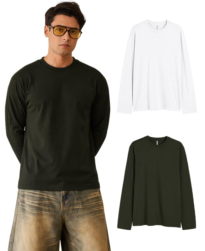 Image of Sleepynuts Regular fit Cotton Full Sleeve Plain T-Shirt for Men (Pack of 1,2,3 Size Small to 3XL)