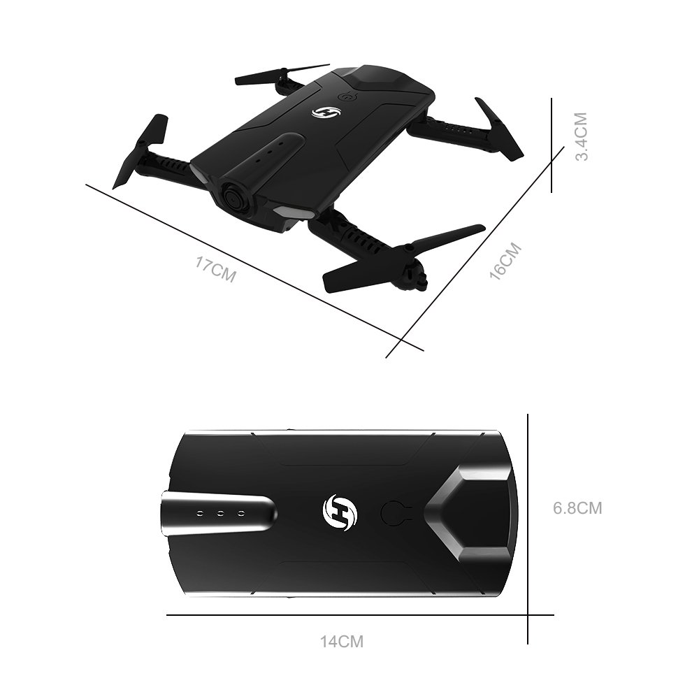 Holy Stone Hs160 Fpv Mini drone pieghevole con fotocamera HD trasmissione live e tempo di volo più lungo, drone tascabile, 2,4 GHz, sistema di stabilizzazione giroscopio a 6 assi Rtf Rc Quadcopter