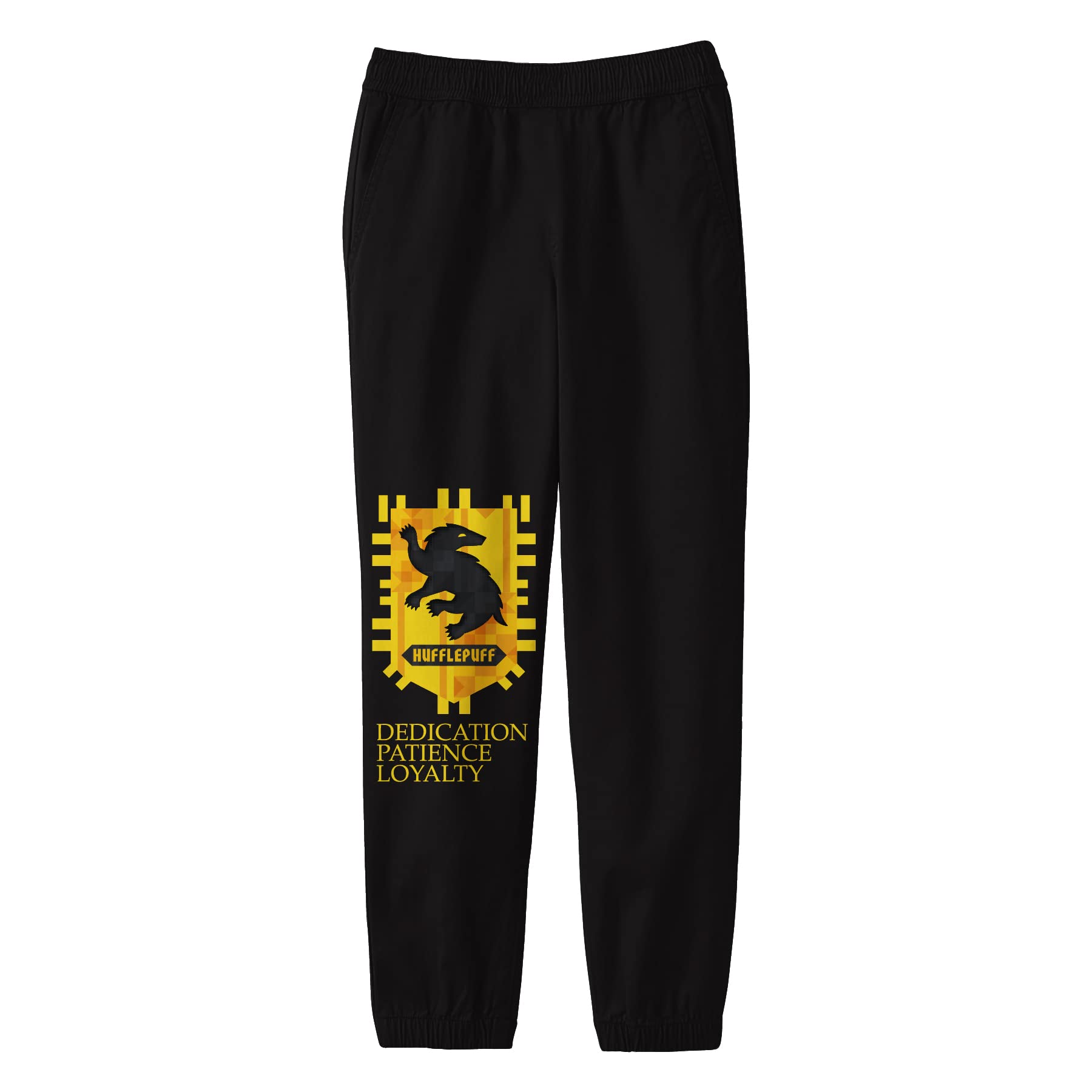 Bioworld Harry Potter Hufflepuff Badger Youth Black Graphic Jogger Pants