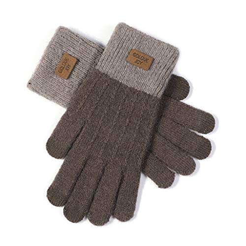Chenggong Gants en tricot pour écran tactile pour femme Automne et hiver - Marron - Medium