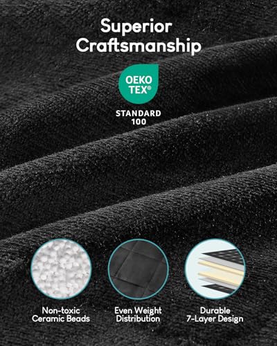 Cottonblue Sherpa Fleece Weighted Blanket 12lbs for Twin/Full Bed, Plush Bed Weighted Throw Blankets for Deep Sleep and Relaxation, Heavy Calm Blankets with Cemaric Beads, 48x72 Inches, Black