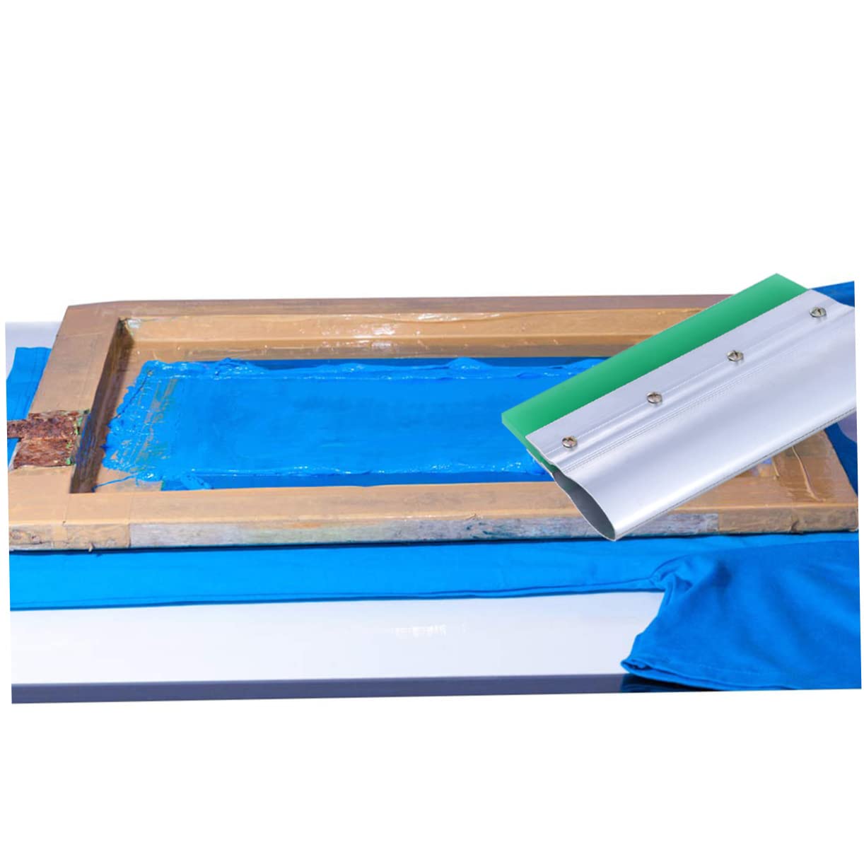 DOITOOL Spatola in Alluminio per Serigrafia con Lama in Gomma Strumento Preciso per Stampa Grafica e Tessile Colore Casuale