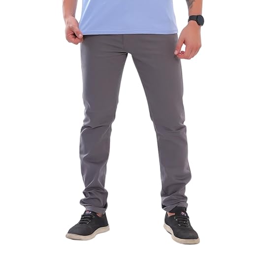 Calça de Sarja Social C/Lycra, Modelo Slim Masculina, Corte de Afaiateria e Sport Fino Cinza