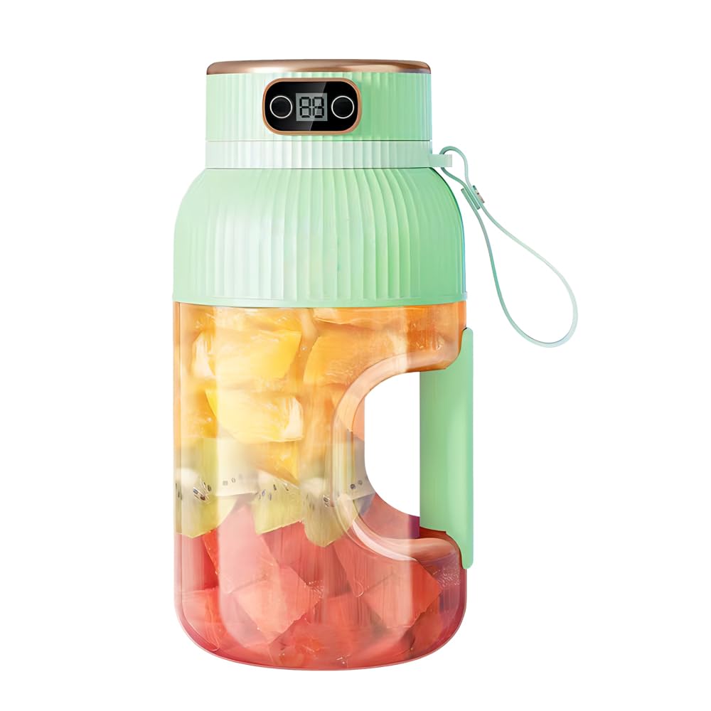 Tragbarer Entsafterbecher, 1200 ml Smoothie-Mixer mit Digitalanzeige, USB wiederaufladbar Multifunktionaler Portable Juicer Cup für Küche, Reisen, Büro, Fitnessstudio