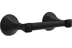 Delta Esato Matte Black Toilet Paper Holder with Spring-Loaded Arm