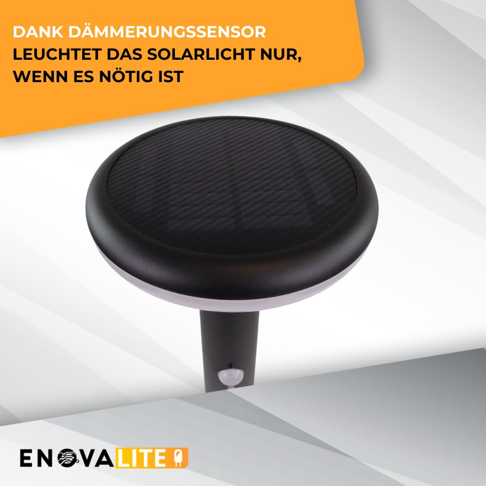 2er Set Solar Wegeleuchte mit Bewegungsmelder - 3 Lichtmodi - 3000K Warmweiß - IP54 wetterfest - Aluminium - runde LED Außenleuchte Pollerleuchte Garten Terrasse