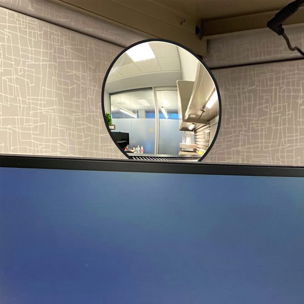 Espejo de seguridad para cubículo de seguridad con clip de cristal, 9.5 cm, seguridad personal y monitor de visión trasera, espejo convexo con marco (redondo)
