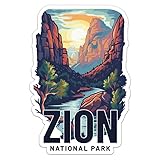 Generic Retro Zion National Park Sticker - Waterproof Vinyl Decal for Car Bumper, Laptop, Water Bottle, Luggage, Wall, Window, Sticker Size - 8'' Longer Side