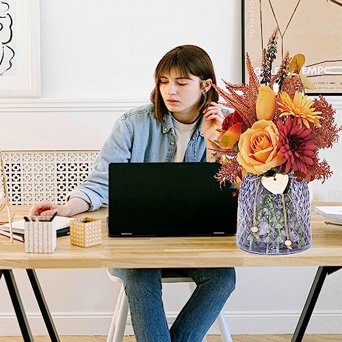 Xdalula Faux Flowers In Vase - Hydrangea Fall Centerpieces For Tables Fake Flowers With Vase Dining Table Decor, Fake Roses Chrysanthemum Fall Flowers Artificial For Decoration #TOP2