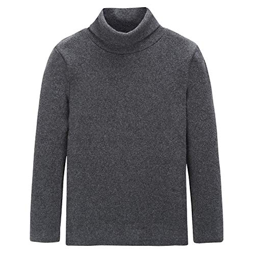 CUNYI Boys Girls Turtleneck Long Sleeve Soft Cotton T-Shirts Solid Color Warm Tee Tops