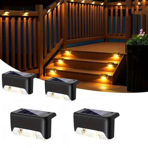 Image of Waterproof Outdoor Solar Lights for Home Balcony Wall Light, Terrace Garden Decoration Solar Lamp Solar Powered Lights for Deck Stair Step Gate Boundary Fence (12, Standard)
